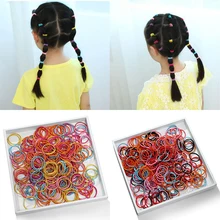 Новые модные резинки для девочек, милая повязка на голову, эластичные женские резинки для волос, держатель для хвоста, детские цветные украшения для волос, 100 шт./лот