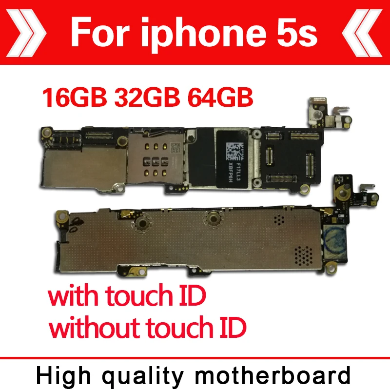 

100% Original unlocked for iphone 5S Motherboard Without Touch ID/With Touch ID,for iphone 5S Logic boards,16gb / 32gb / 64gb
