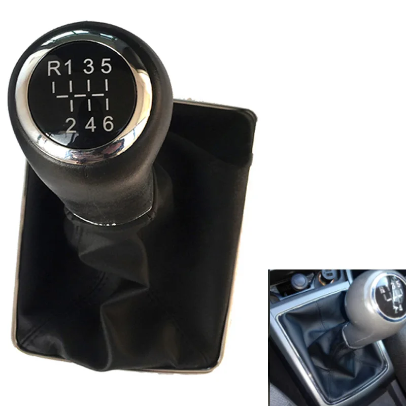 

6 speed Chrome & Leather Car Shift Gear Knob Lever Gaitor Boot Cover For OPEL ASTRA III H 1.6 VAUXHALL 2004 - 2010
