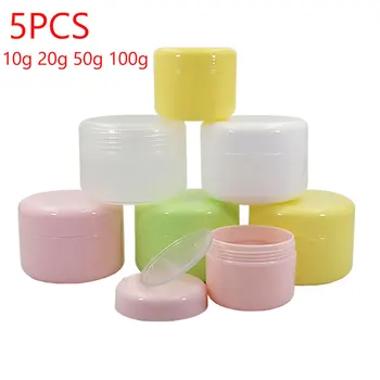 

5pcs x 10g 20g 50g 100g Empty Plastic Jars Cosmetic Cream Lip Blam Containers Mask Tank Pots Inner Lids Gaskets