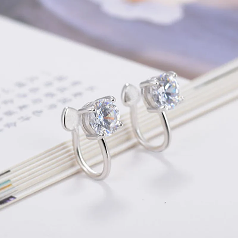 Заполненные Tragus серьги для ушей Свадебные каффы из стразов Высокое качество без необходимости прокола клипсы 1 пара Серебро девушки Циркон женщин