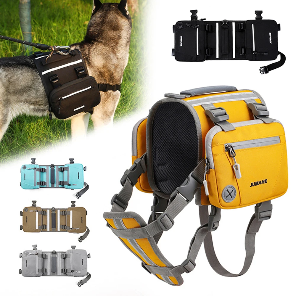 Pet Outdoor Backpack Adjustable Reflective Tactical Dog Harness Pet Dog Saddle bags For Medium