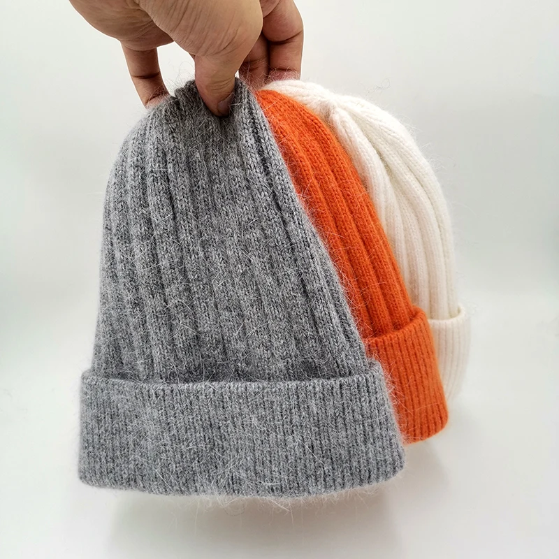 

Autumn Winter Rabbit Hair Winter Skullies Hat Fashion Warm Beanies Hats Casual Women Solid Adult Rabbit Caps Cover Head