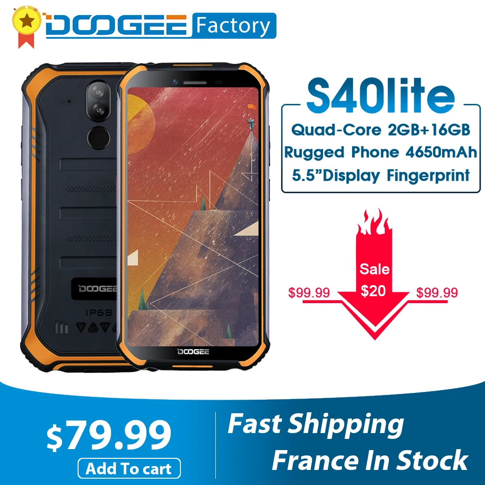 DOOGEE S40 lite смартфон с 5 дюймовым дисплеем четырёхъядерным процессором MT6580 ОЗУ 2 Гб