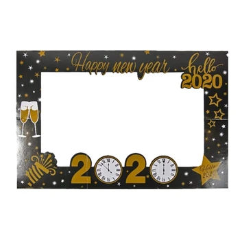 

New Years Eve Party Selfie Photo Booth Picture Frame, Happy New Year's Eve Photo Booth Prop Frame Gold Black Party Favors Holida