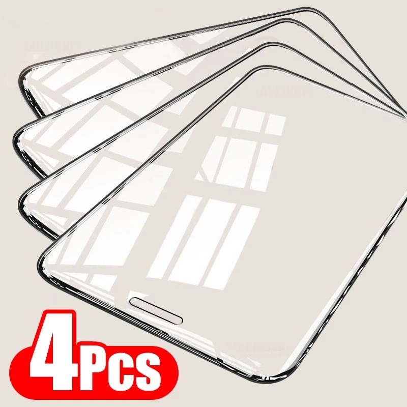 Защитное стекло с полным покрытием для iPhone 4 шт. Защита экрана 13 12 11 Pro Max X XR XS 6 7 8 Plus
