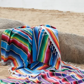 

New Ethnic Mexico Striped Beach Towel Bohemia Mexican Blanket Multifunctional Bathroom Towel/tablecloth/Sofa Towel