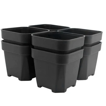 

8 Black Plastic Square Flower Pots, Succulent Frosted Flower Pots, Plant Flower Pots, Sprouting Flower Pots