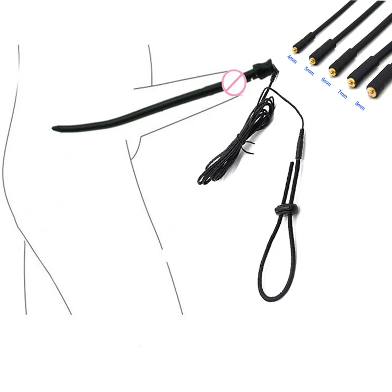 Electric Sex Stimulation Cock Ring Penis Plug Urethra Catheter Dilator Electro Shock Penis Ring Horse Eye Stick Sex Toy For Men silicone urethral dilator urethral dilator