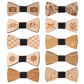 

Men Unisex Wooden Bow Tie Wedding Party Cravat Carved Necktie Adjustable Bowknot