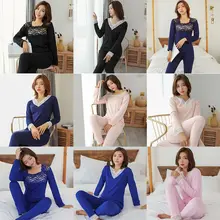 Теплые пижамы, женские кружевные сексуальные топы, молочный шелк, флис, осенняя одежда, штаны, простые женские тонкие пижамные комплекты с длинными рукавами