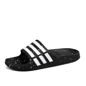 

Summer Men's Slippers Slides EVA Men Shoes Couple Flip Flops Soft Black And White Stripes Casual Slippers Male Chaussures Femme