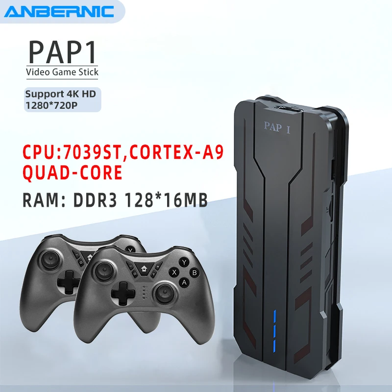ANBERNIC PAP 1 PS1 Video Game Console 64Bit 4K TV Output 5200 Games 2 Wireless Gamepad HD Game Retro Video Game Stick Player