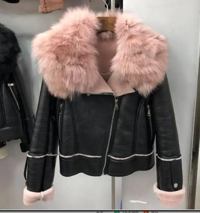 Большой воротник из искусственного меха, утолщенная теплая куртка из искусственной кожи, Женское зимнее пальто, женская куртка, уличная теплая куртка