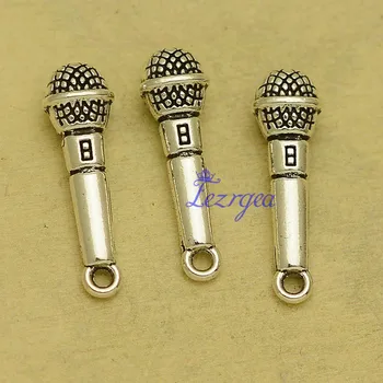 

20pcs/lot--25x7mm, music cham,Antique silver plated microphone Charms,DIY supplies,Jewelry accessories