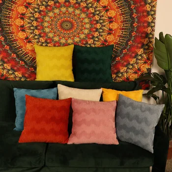 

Thickened Netherlands Velvet Wave Pleat Pillow American Solid Color Craft Geometry Pleated Sofa Cushion Cover