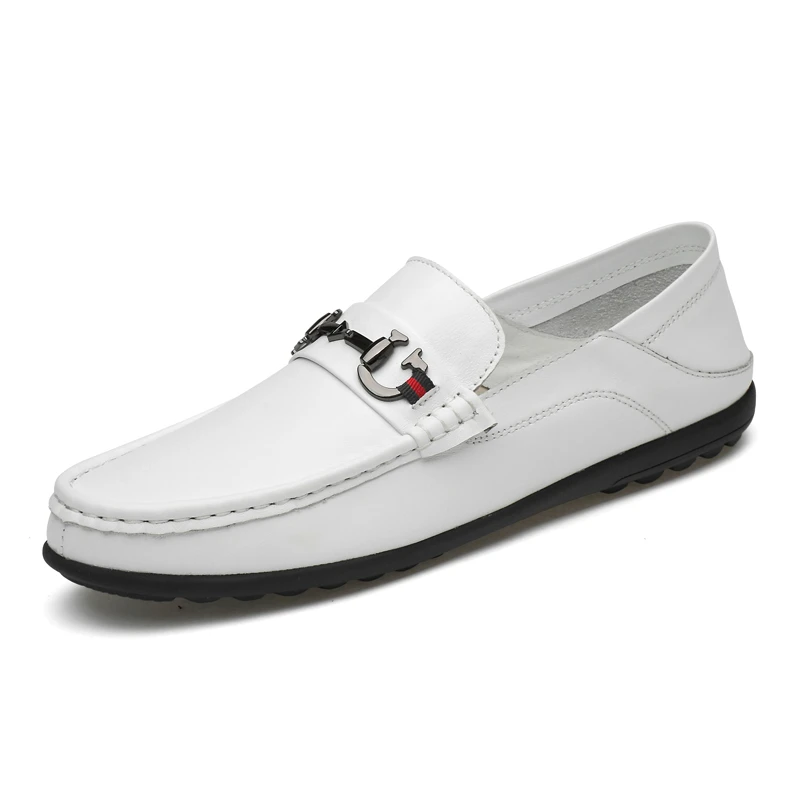 Zapatos informales de cuero para mocasines blancos de tendencia que combinan con todo, para primavera y otoño, 2022|Mocasines| - AliExpress