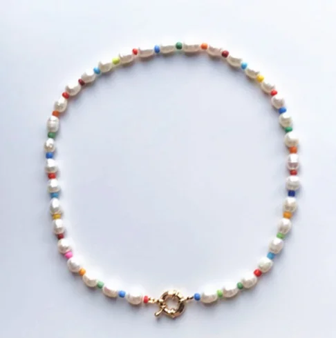 Модные звенья цепи bijoux Ожерелье из нержавеющей стали богемная жемчужная подвеска в стиле барокко ожерелье весна-слинг закрытие MATERA ожерелье - Окраска металла: 8