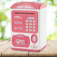 Mini ATM Machine Children's Electric Piggy Bank Simulation Fingerprint Lock Automatically Rolling Money Password Lock Safe Boxes 2