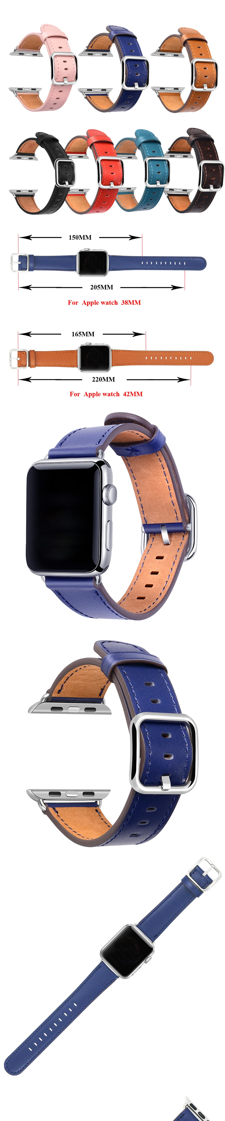 For A pple Watch Strap Fashion Leather Buckle Strap 44mm 42mm 40mm 38mm for A pple Watch 4 3 2 1 for iwatch Replacement Strap