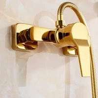 1ชุดอ่างอาบน้ำก๊อกน้ำเดี่ยวทองเหลืองมือถือ Golden Bath Shower Mixer Tap พร้อมฝักบัวอาบน้ำ Hand Wall Mount 5