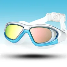 Стиль большая оправа очки водонепроницаемые противотуманные высокой четкости гальванические плавательные очки Горячая силикагель гелевые очки