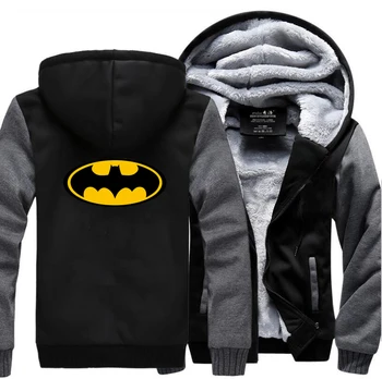 

Super Hero Winter Men Thick Warm Fleece Jacket Print Cartoon Hoodies Raglan Sleeve Jackets Sweatshirts Thicken Sportswear Coats