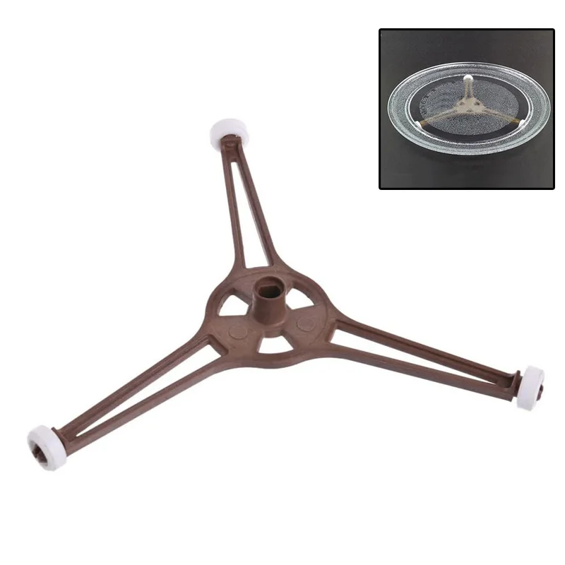 Bandeja de placa de plástico para horno microondas, soporte de Triple brazo en forma de triángulo, anillo giratorio, soporte de guía de rodillos, piezas de repuesto