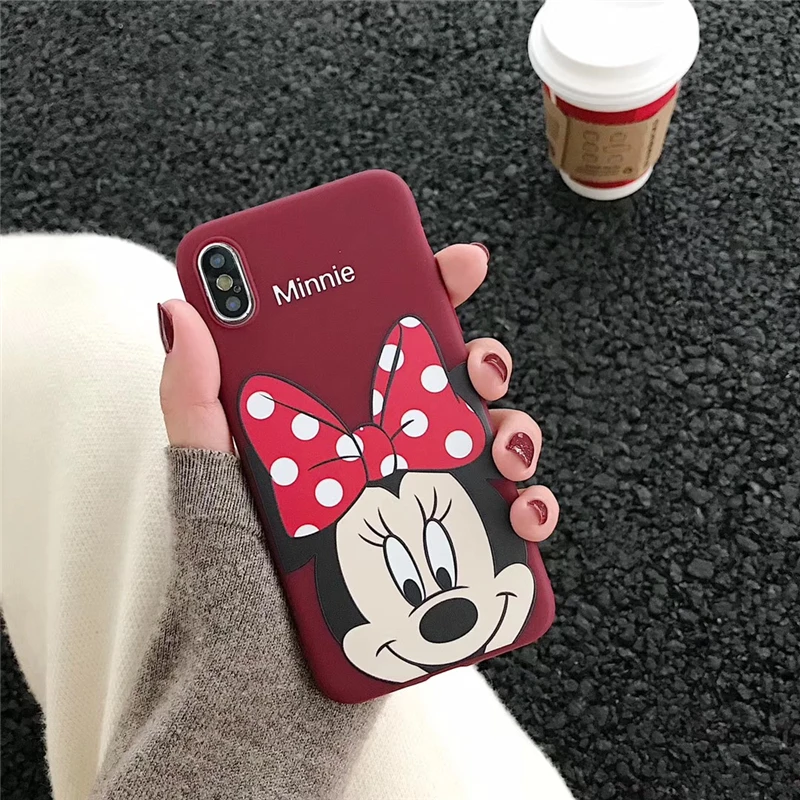 Чехол с единорогом для iPhone 7 Minnie Puppy Dog, мягкий силиконовый 3D игрушечный чехол для iPhone 6 6s 7 8 Plus X XR XS 11 Pro Max Coque Funda - Цвет: Minnie Only