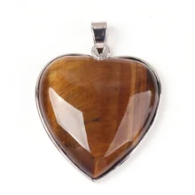 100-уникальный романтический стиль 1 шт посеребренное сердце натуральный камень тигровый глаз кулон для вечерние ювелирные изделия
