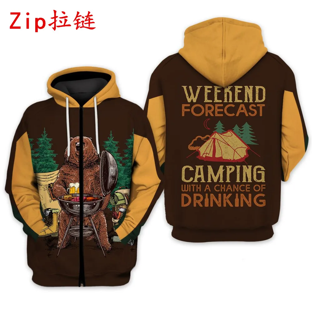 Weekend Forecast Drinking Camping 3D Printed Hoodie/sweatshirt/zipper hoodie New Fashion Men and Women Casual Streetwear Tops