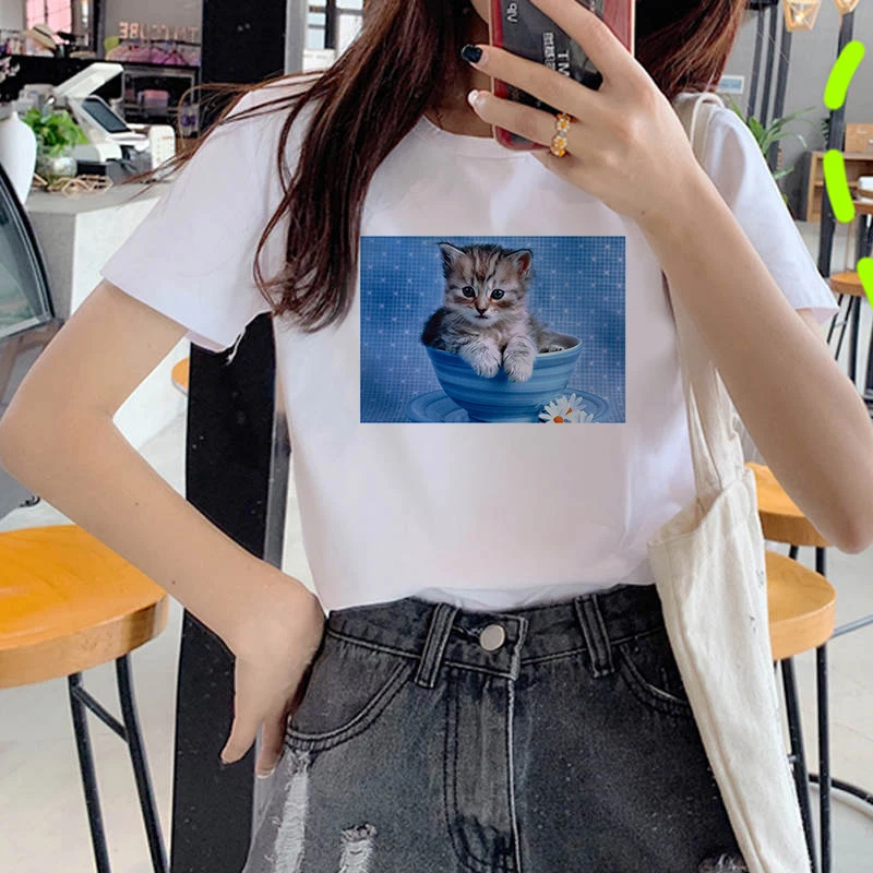 Women's Wreath T-shirt Pets Dogs and cats clothes ladies short sleeve Kawaii Tees top graphic T-shirt   printing T-shirt female