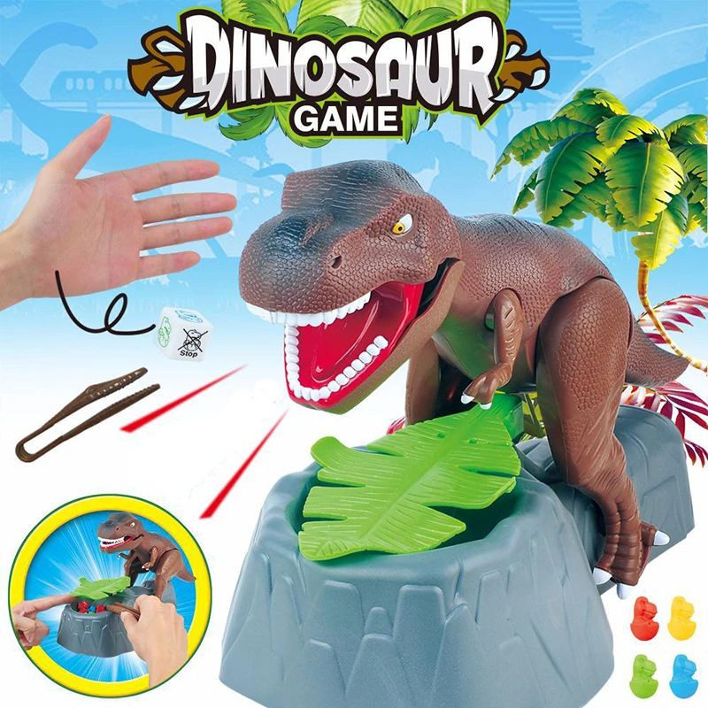 

Electric Dinosaur Model Sound Effect and Two Arms Movable Cross-border Desktop Game Trick Toy Biting Finger Dinosaur