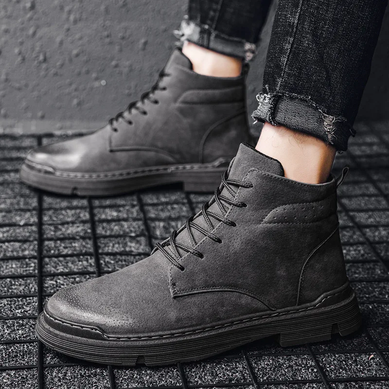 

2019 Winter Casual Men's Boot Retro Outdoor Worker Boot Hight-top plus Velvet Men Martin Boots