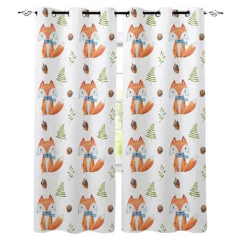 

Modern Little Fox Pinecone Cartoon Window Curtain Bedroom Kitchen Living Room Decoration Items Window Curtains for Living Room