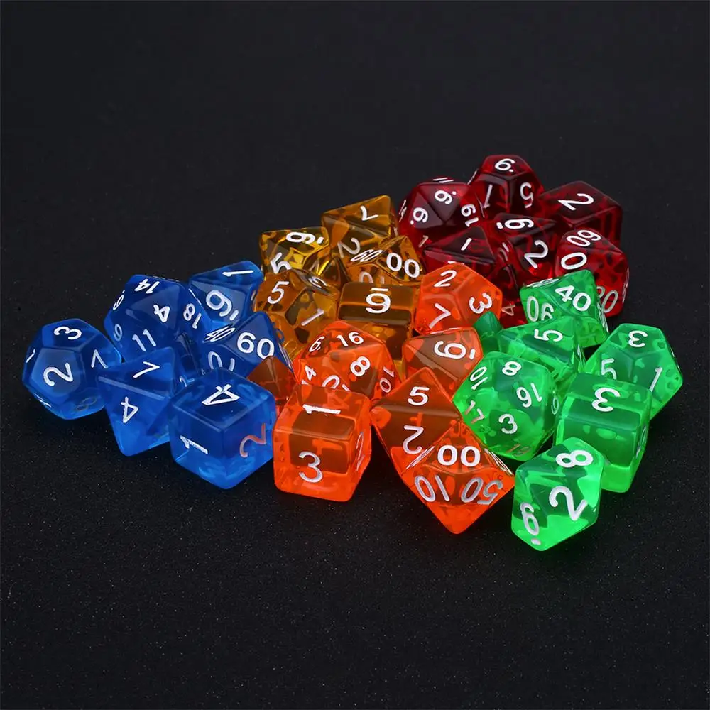 7Pcs Gem Transparent Dice RPG Games Party KTV For Families Friends Adults