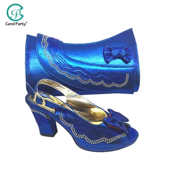 

New Arrival African Ladies Italian design Shoes in Blue Fashion Pumps Women Shoes for Wedding Nigerian Party Pumps High Heels