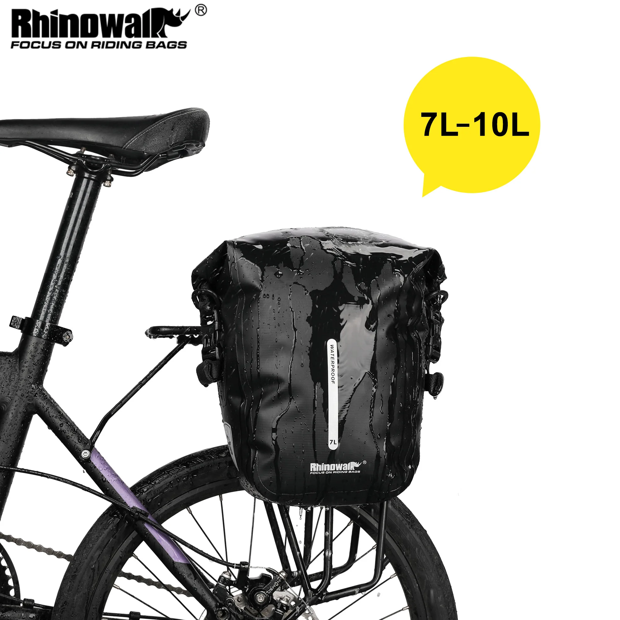 Rhinowalk Bike Bag Wasserdichte 7-10L Pannier Tasche Tragbare Hinten Sitz  Stamm Radfahren Tasche Gepäck Träger MTB Bike Zubehör