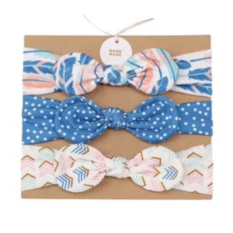 Baby Headbands Rabbit Turban Print Elastic Handmade Bow MIXIU Floral Cotton 3pcs Ear