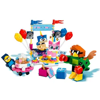 

Cartoon Movie Unikitty Cat Colorful TV Puppycorn Party Time Building Block Bricks Toys for children Compatible Friends Creator