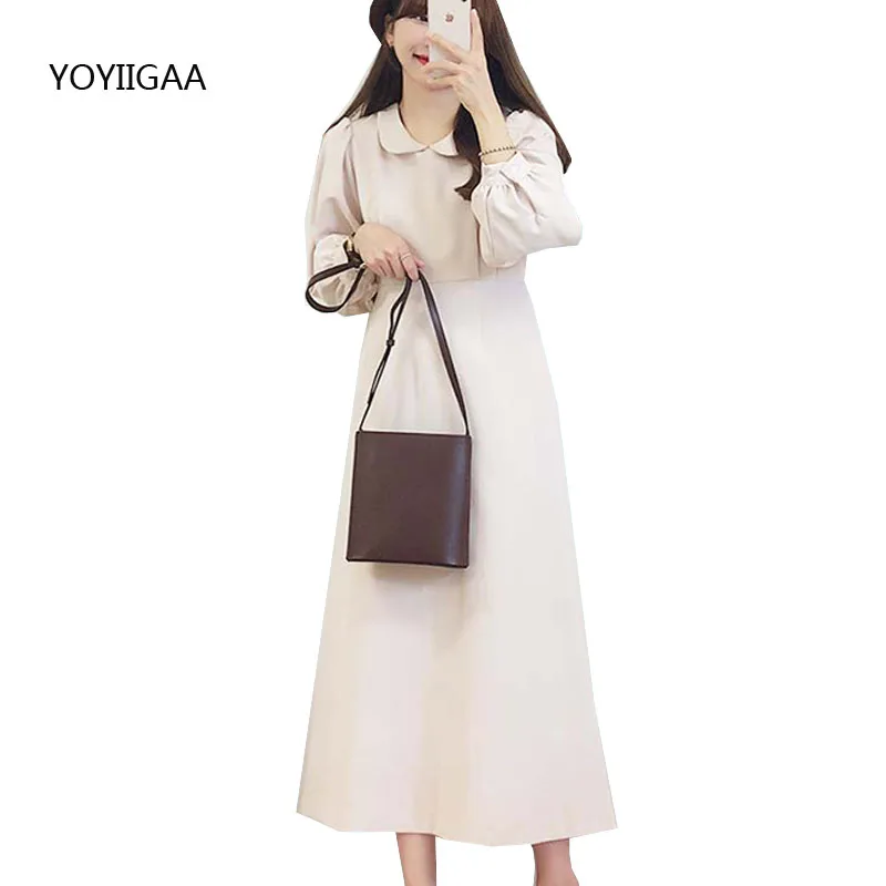 

Vintage Doll Collar Dress Spring Autumn Women's Dresses Harajuku Ulzzang Female Dress Casual Sweet Cute Ladies Girls Dresses