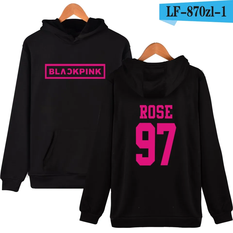 Black blackpink Korean KPOP Girl Group Hoodies Sweatshirts Women Black Pink Hooded Sweatshirt Camisas Feminina KPOP Blackpink Clothes - Цвет: Black