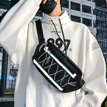 

Woman Waist Bag Streetwear Reflective Crossbody Chest Bags Fanny Pack Unisex Outdoor High capacity Hip Hop Banana Bag Waist Pack