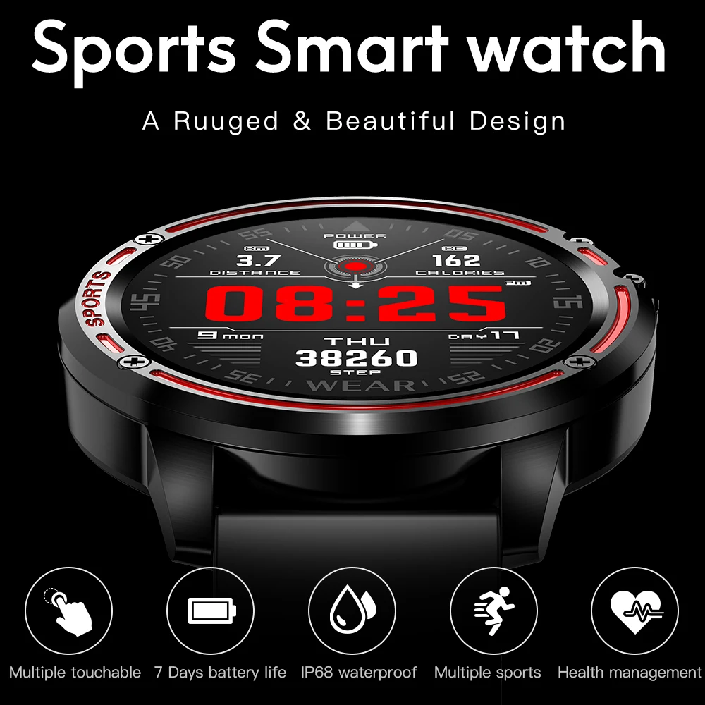 Tanie Zegar inteligentny zegarek cyfrowy mężczyźni ekg ciśnienia krwi ppg pomiar tętna tlenu we krwi Sport Smartwatch wodoodporny IP68 Sport