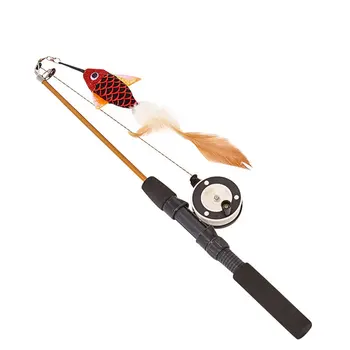 

Retractable Cat Toy Fish Type Telescopic Feathers Funny Cat Stick Pet Toy Cat Rods Simulation Fishing Rod