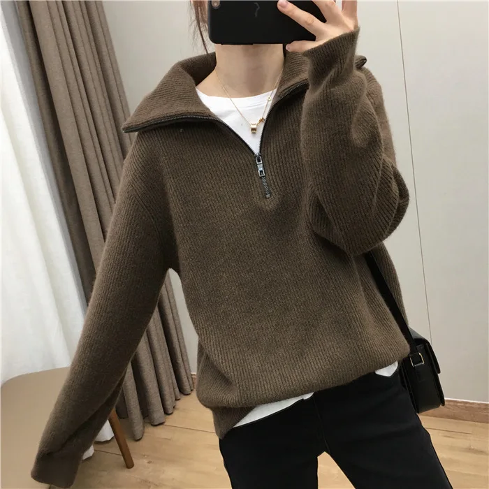 cardigan ULIYOU Women Outwear Pullovers Tops Thick Warm Elegant Turtleneck Sweater Women New Autumn Winter Zipper Knitted Sweaters long sweater