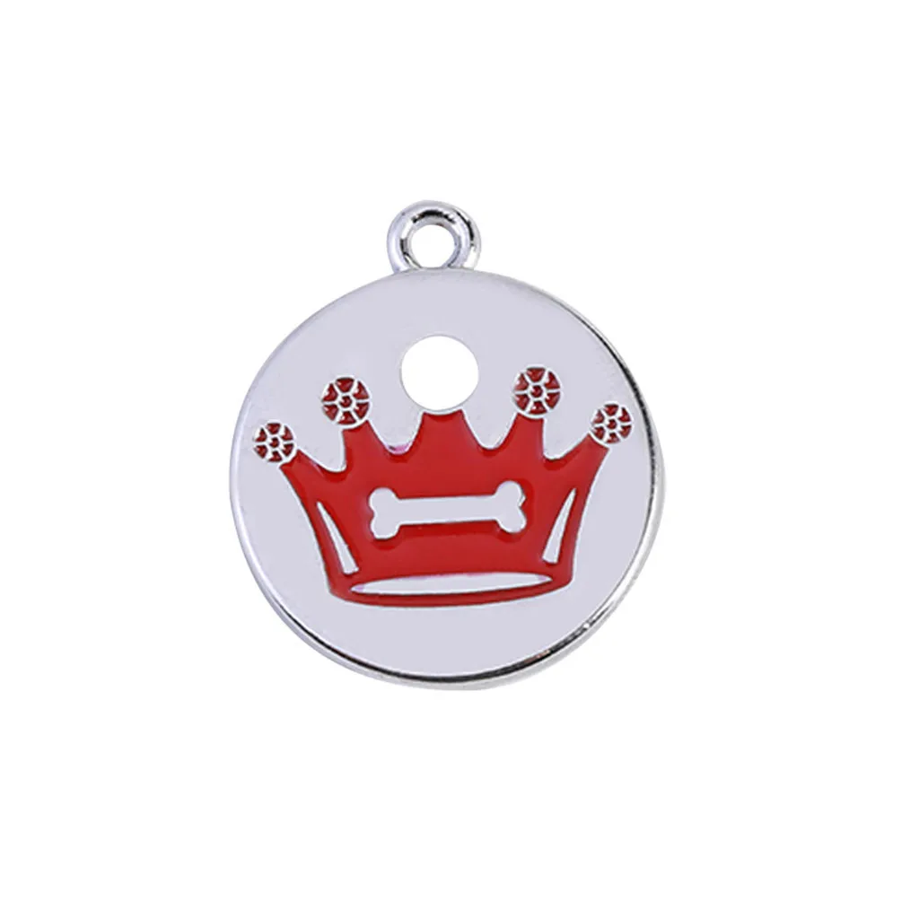 30^Cute Mini More Crown Print Diamond Dog Cat ID Name Tags Pet Jewelry Necklace family product for pet dog leash собачий поводок