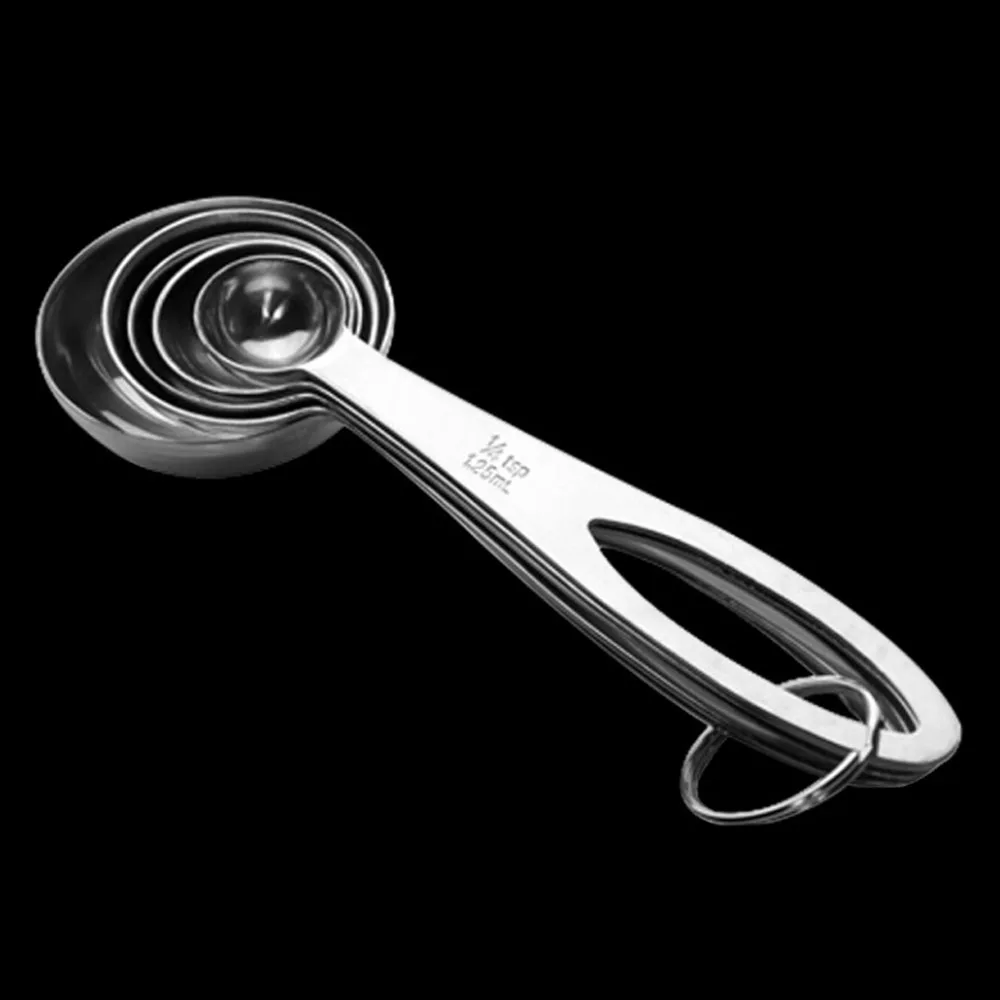 5pcs/set Stainless Steel Measuring Spoons Seasoning Coffee Tea Measuring Spoons With Scale Bakery Tool Kitchen Supplies Tools