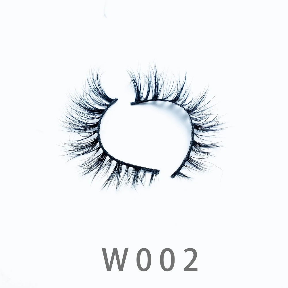 

10mm W02 Makeup Eyelashes 3D Mink Strip Eye Lashes Fluffy Soft Wispy Volume Natural Long Cross False Reusable Eyelashes Tools