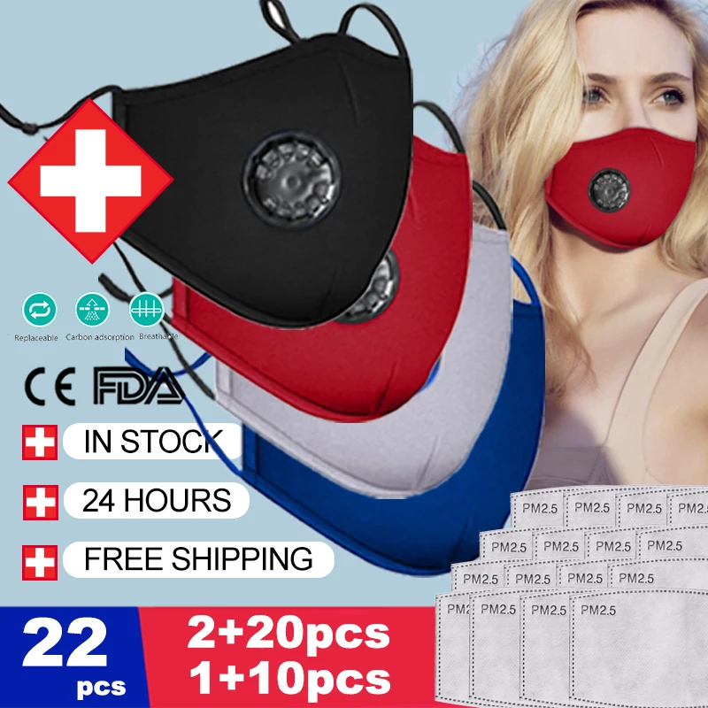 

New 4 Color Mask 11/22 pcs/set In Stock!!! PM2.5 filter respira 5 Layers Disposable Cotton Masks Dustproof Anti-fog Mask Set